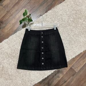 Urban Outfitters BDG Size Small Black Button Front High Rise A-Line Mini Skirt